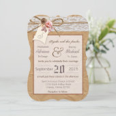 5x7クラフト紙のレースの麻ひもの弓結婚式招待状 招待状 (スタンド正面)