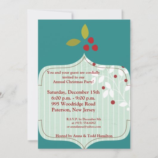 5x7クランベリークリスマス招待状 招待状 (正面)
