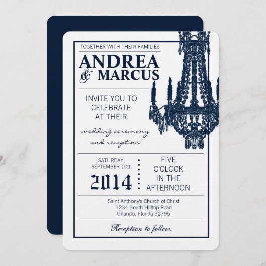 5x7クリスタルシャンデリアグリッツ結婚式招待状 招待状 (正面/裏面)