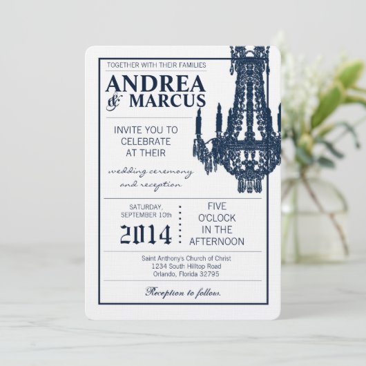 5x7クリスタルシャンデリアグリッツ結婚式招待状 招待状 (スタンド正面)