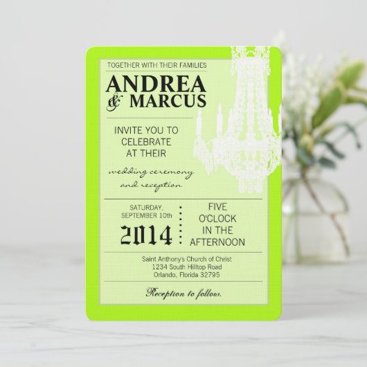 5x7クリスタルシャンデリアグリッツ結婚式招待状 招待状 (スタンド正面)