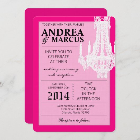 5x7クリスタルシャンデリアグリッツ結婚式招待状 招待状 (正面/裏面)