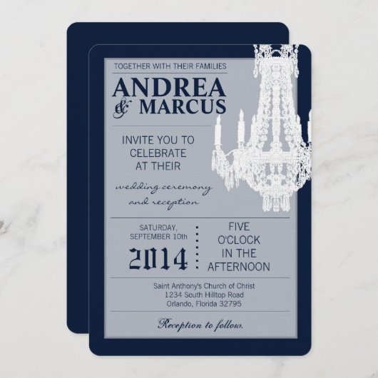 5x7クリスタルシャンデリアグリッツ結婚式招待状 招待状 (正面/裏面)