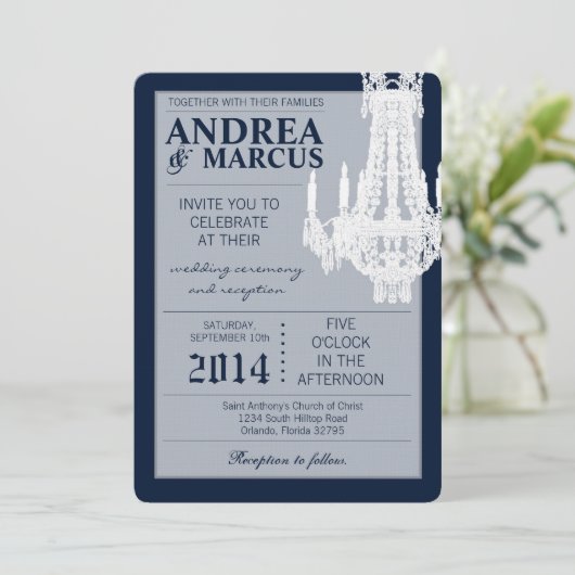 5x7クリスタルシャンデリアグリッツ結婚式招待状 招待状 (スタンド正面)
