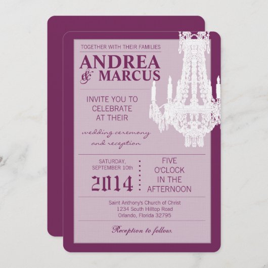 5x7クリスタルシャンデリアグリッツ結婚式招待状 招待状 (正面/裏面)