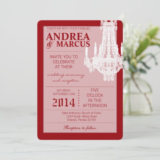 5x7クリスタルシャンデリアグリッツ結婚式招待状 招待状 (スタンド正面)