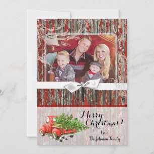 5x7クリスマスのクリスマスの赤いクリスマスのトラックの写真カード シーズンカード