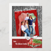 5x7クリスマスのクリスマスの赤いクリスマスのトラックの写真カード シーズンカード (正面/裏面)