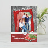 5x7クリスマスのクリスマスの赤いクリスマスのトラックの写真カード シーズンカード (スタンド正面)
