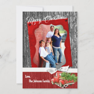 5x7クリスマスのクリスマスの赤いクリスマスのトラックの写真カード シーズンカード