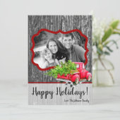5x7クリスマスの赤いクリスマスのトラックの木の写真カード シーズンカード (スタンド正面)