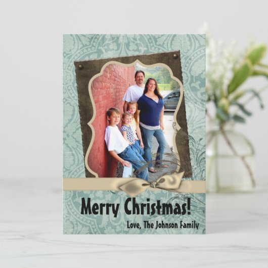 5x7クリスマスクリスマスウィンターブルーダマスクPHOTOカード シーズンカード (スタンド正面)