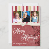 5x7クリスマスクリスマスグリーンファブリッストライプのクPHOTOカード シーズンカード (正面)