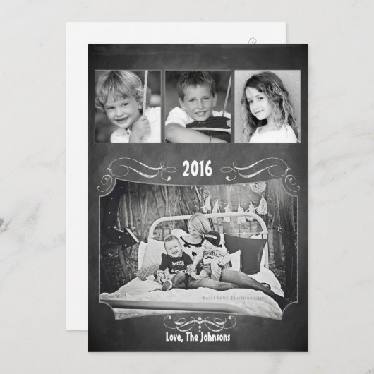 5x7クリスマスクリスマスチョークボード先生PHOTOカード シーズンカード (正面/裏面)