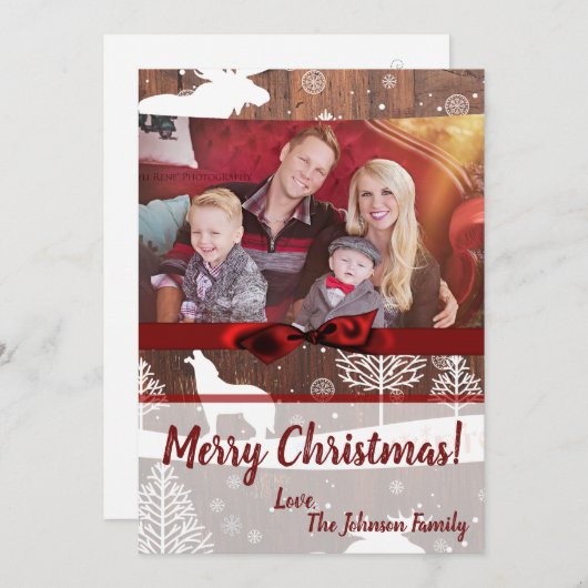5x7クリスマスクリスマスディアーウッドバックdoeフォトカード シーズンカード (正面/裏面)