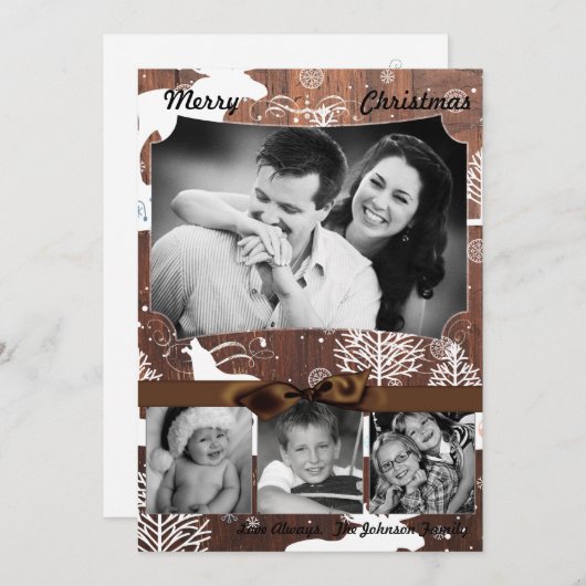 5x7クリスマスクリスマスディアーウッドバックdoeフォトカード シーズンカード (正面/裏面)