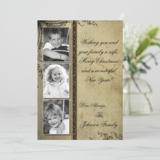 5x7クリスマスクリスマスハッピーホリデーPHOTOカード シーズンカード (スタンド正面)