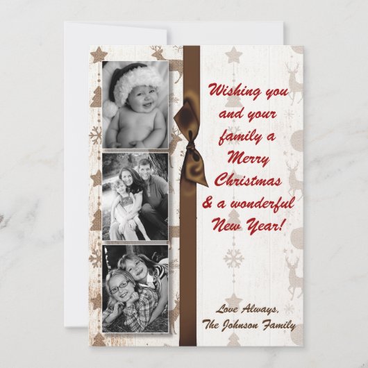 5x7クリスマスクリスマスバーラップディアドードバックPHOTOカード シーズンカード (正面)