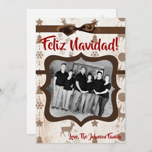 5x7クリスマスクリスマスバーラップディアドードバックPHOTOカード シーズンカード (正面/裏面)