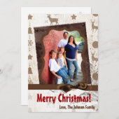 5x7クリスマスクリスマスバーラップディアドードバックPHOTOカード シーズンカード (正面/裏面)