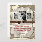 5x7クリスマスクリスマスバーラップディアドードバックPHOTOカード シーズンカード (正面/裏面)