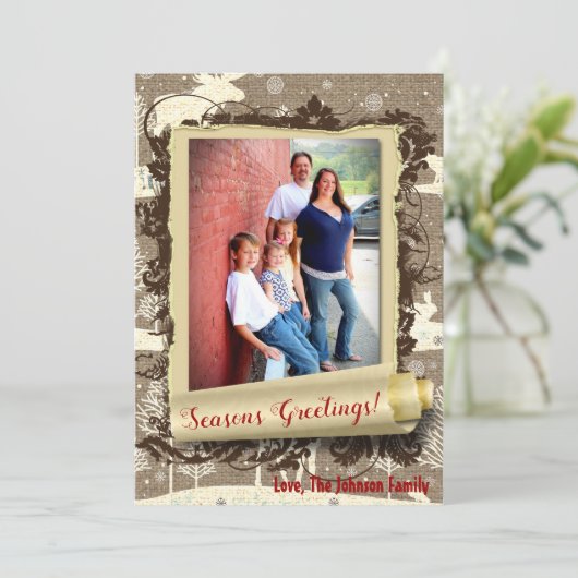 5x7クリスマスクリスマスバーラップディアドードバックPHOTOカード シーズンカード (スタンド正面)