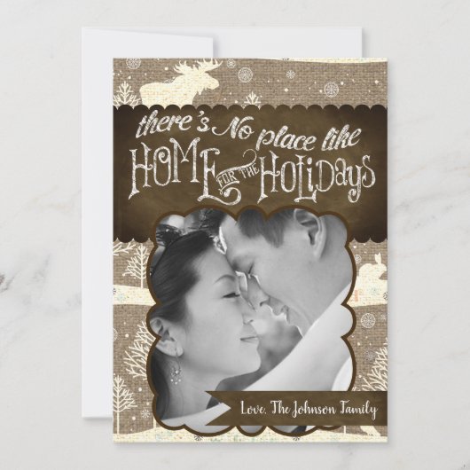 5x7クリスマスクリスマスバーラップディアドードバックPHOTOカード シーズンカード (正面)