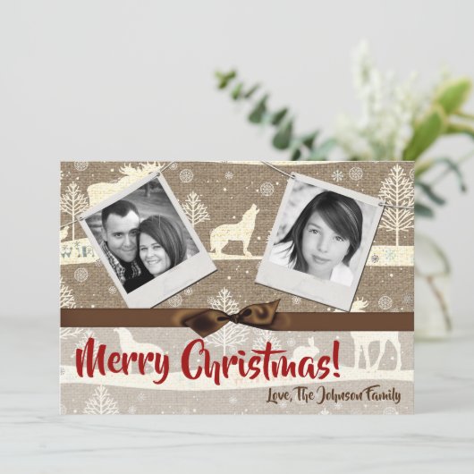 5x7クリスマスクリスマスバーラップディアドードバックPHOTOカード シーズンカード (スタンド正面)