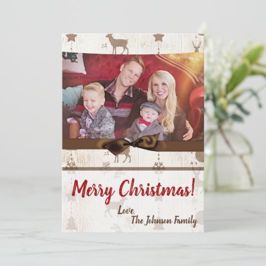 5x7クリスマスクリスマスバーラップディアドードバックPHOTOカード シーズンカード (スタンド正面)