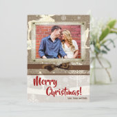 5x7クリスマスクリスマスバーラップディアドードバックPHOTOカード シーズンカード (スタンド正面)