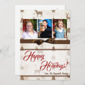 5x7クリスマスクリスマスバーラップディアドードバックPHOTOカード シーズンカード (正面/裏面)