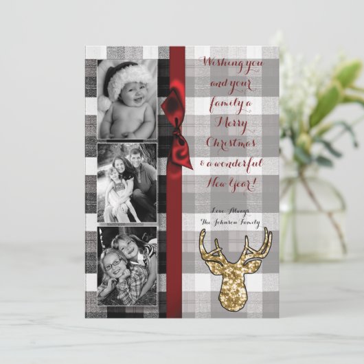 5x7クリスマスクリスマスブラックプライド鹿PHOTOカード シーズンカード (スタンド正面)