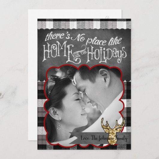 5x7クリスマスクリスマスブラックプライド鹿PHOTOカード シーズンカード (正面/裏面)