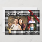 5x7クリスマスクリスマスブラックプレイドPHOTOカード シーズンカード (正面)