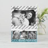 5x7クリスマスクリスマスブルーグリッタースノーフラフォトPHOTOカード シーズンカード (スタンド正面)