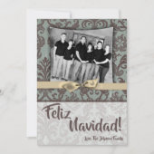 5x7クリスマスクリスマスブルーダマスク生地PHOTOカード シーズンカード (正面)