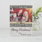 5x7クリスマスクリスマスブルーダマスク生地PHOTOカード シーズンカード (スタンド正面)