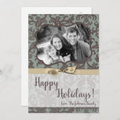 5x7クリスマスクリスマスブルーダマスク生地PHOTOカード シーズンカード (正面/裏面)