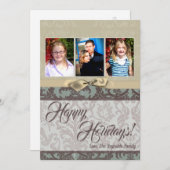 5x7クリスマスクリスマスブルーダマスク生地PHOTOカード シーズンカード (正面/裏面)