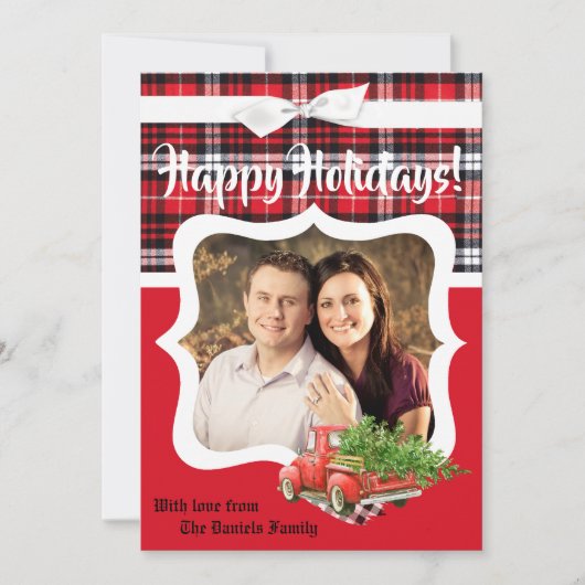 5x7クリスマスクリスマスレッドクリスマストラックPHOTOカード シーズンカード (正面)