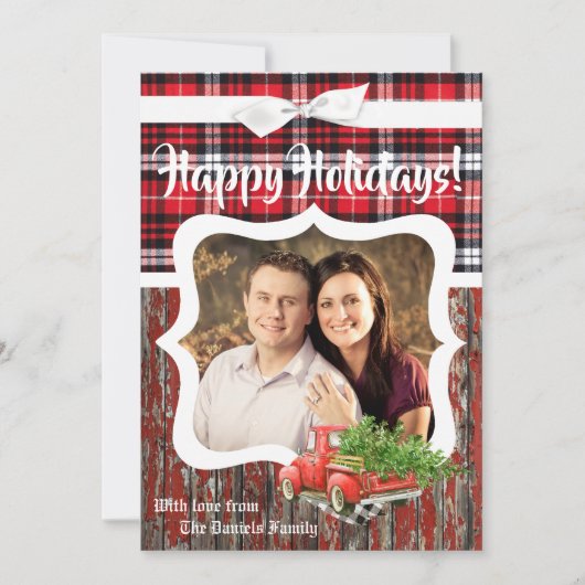 5x7クリスマスクリスマスレッドクリスマストラックPHOTOカード シーズンカード (正面)