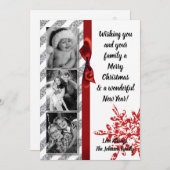 5x7クリスマスクリスマスレッドグリッタースノウハウPHOTOカード シーズンカード (正面/裏面)