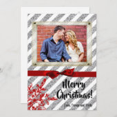 5x7クリスマスクリスマスレッドグリッタースノウハウPHOTOカード シーズンカード (正面/裏面)