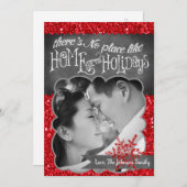 5x7クリスマスクリスマスレッドグリッタースノウハウPHOTOカード シーズンカード (正面/裏面)
