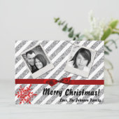 5x7クリスマスクリスマスレッドグリッタースノウハウPHOTOカード シーズンカード (スタンド正面)