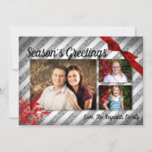 5x7クリスマスクリスマスレッドグリッタースノウハウPHOTOカード シーズンカード (正面)