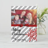 5x7クリスマスクリスマスレッドグリッタースノウフラPHOTOカード シーズンカード (スタンド正面)