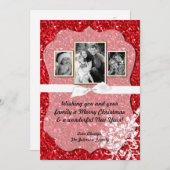 5x7クリスマスクリスマスレッドグリッタースノウフラPHOTOカード シーズンカード (正面/裏面)