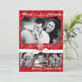 5x7クリスマスクリスマスレッドグリッタースノーフラフォトPHOTOカード シーズンカード (スタンド正面)