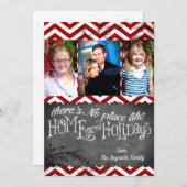 5x7クリスマスクリスマスレッドシェブロンChalkboaフォトカード シーズンカード (正面/裏面)